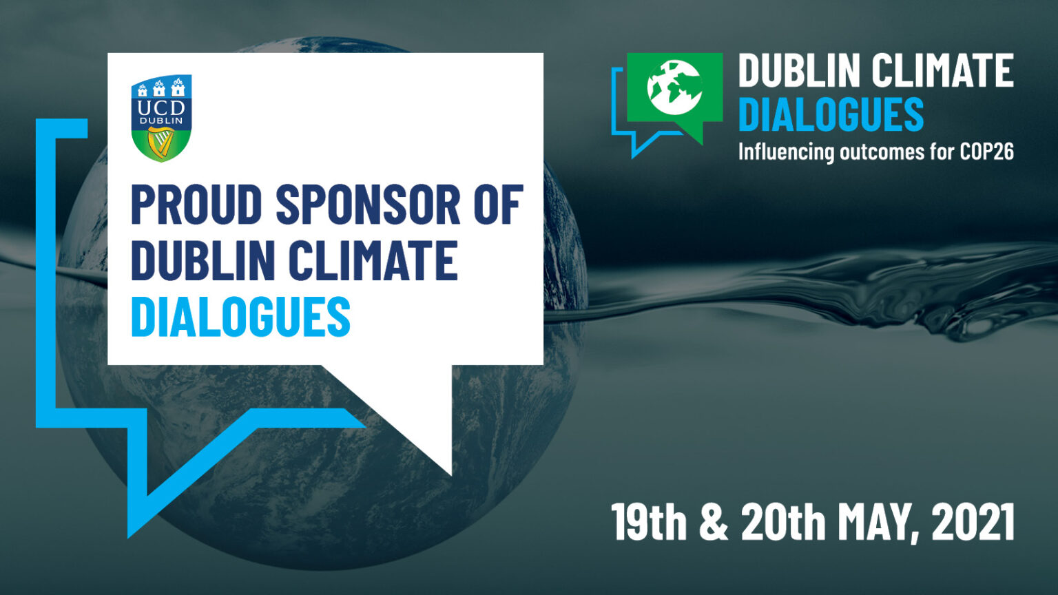 an image saying that ucd is a proud sponsor of the Dublin climate dialogues